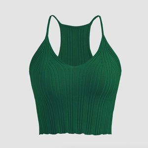 Cider Solid Knit Tank Crop Top